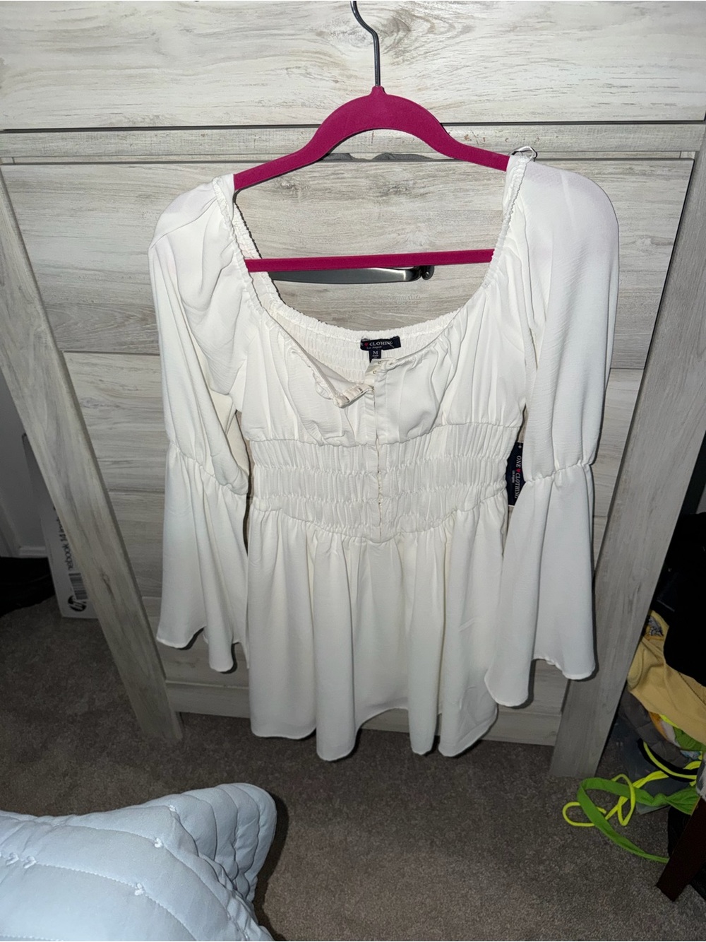 Women's Off-White Smocked Waist Peasant Dress